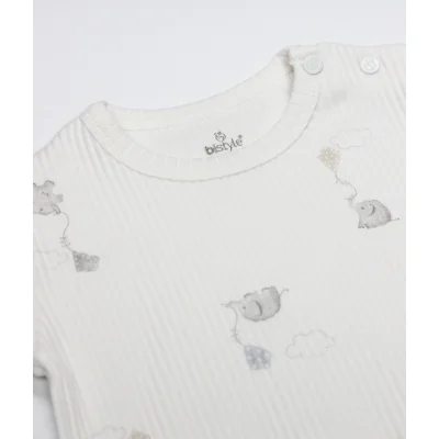 Bistyle Flying Elephant Yarım Kol Body, 2'li, Ekru, Gri