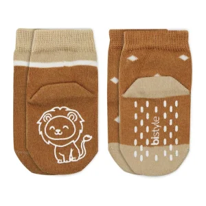 Bistyle Hayvan Figürlü Kaymaz Erkek Soket Çorap, 2'li, Hardal