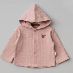 Bebitof Kapüşonlu Bebek Hırka, Pudra