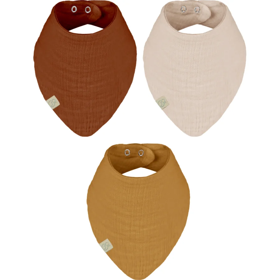 Bistyle Müslin Fular Önlük, 3'lü, Kiremit, Bej, Hardal