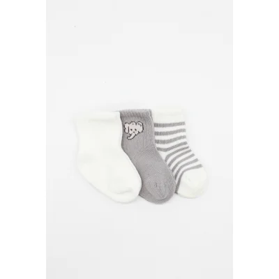 Bistyle Elephant Boy Penye Soket Çorap, 3'lü, Ekru