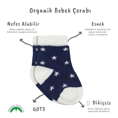 Bistyle Penye Cute Stars Soket Çorap, 3'lü, Lacivert