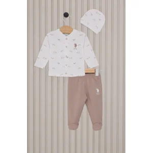U.S.Polo Erkek Bebek Patikli 3'Lü Takım, Krem