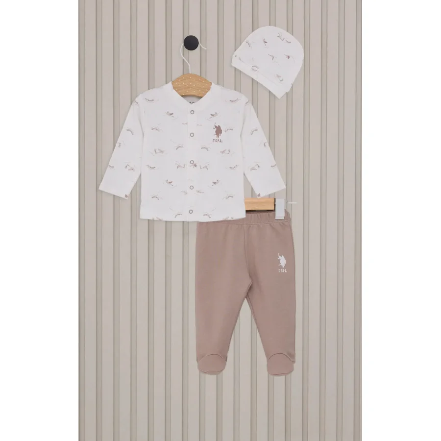 U.S.Polo Erkek Bebek Patikli 3'Lü Takım, Krem