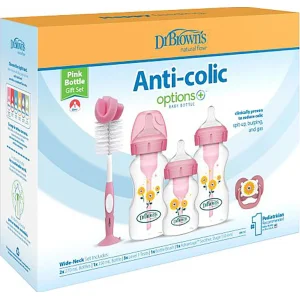 Dr.Brown's Geniş Ağız Anti Kolik Options+ PP Biberon Hediye Seti, Pembe