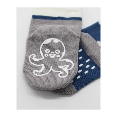 Bistyle Hayvan Figürlü Kaymaz Erkek Soket Çorap, 2'li, İndigo