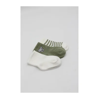 Bistyle Koala Boy Penye Soket Çorap, 3'lü, Ekru