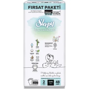 Sleepy Bio Natural Bebek Bezi Fırsat Paketi, 2 Beden, 48 Adet