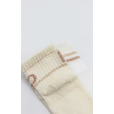 Bistyle Penye Kaymaz Soket Çorap, 2'li, Bej, Ekru