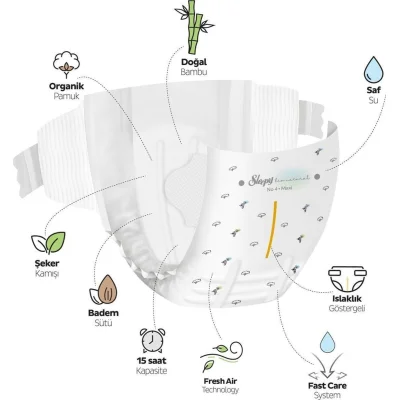 Sleepy Bio Natural Bebek Bezi Gross Paket 2 Beden 3-6 Kg 100 Adet