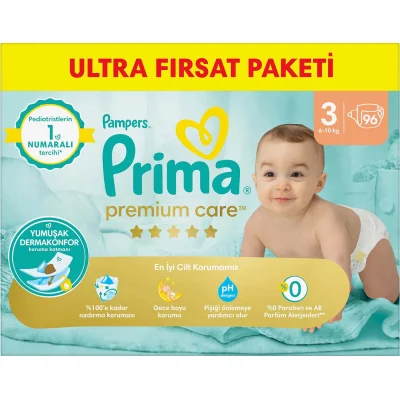 Prima Premium Care Bebek Bezi, 3 Beden, 96 Adet