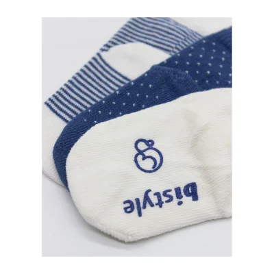 Bistyle Puanlı Kaymaz Penye Soket Çorap, 3'lü, İndigo