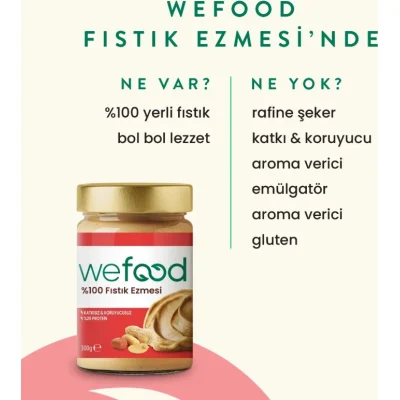 Wefood Yer Fıstığı Ezmesi, %100 Sade, 300 g