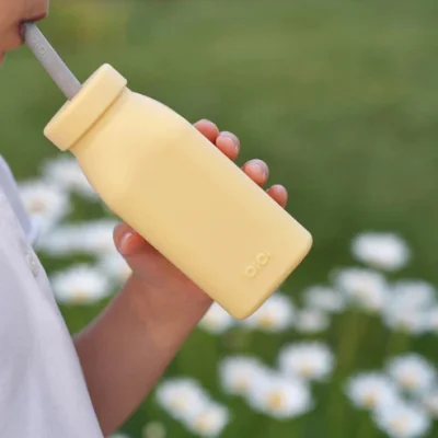 Oioi Şişe + Pipet, 200 ml, Mellow Yellow / Powder Gri