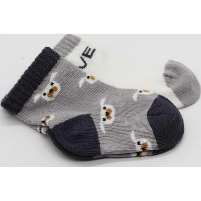 Bistyle Love Dog Penye Soket Çorap, 2'li, Gri