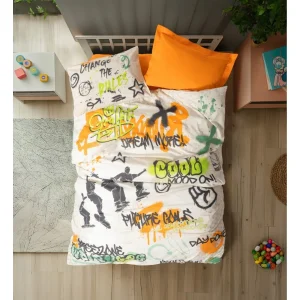 Cotton Box Junior Nevresim Takımı Tek Kişilik Graffiti Oranj