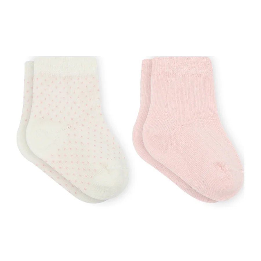 Bistyle Puan Derby Penye Soket Çorap, 2'li, Pembe, Ekru