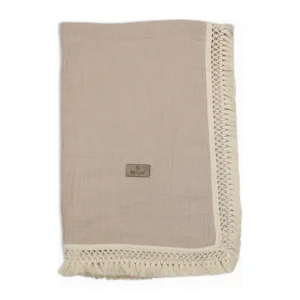 Bistyle Organik Müslin, 80x90, Fistolu Battaniye, Bej