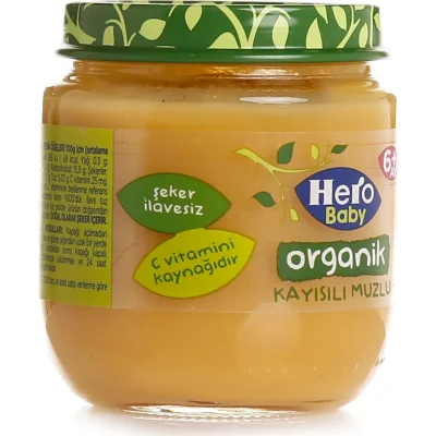 Hero Baby Organik Kayısı Muz Püresi Kavanoz Mama, 120 g