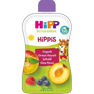 Hipp Organik Orman Meyveli Şeftalili Elma Püresi, 90 g