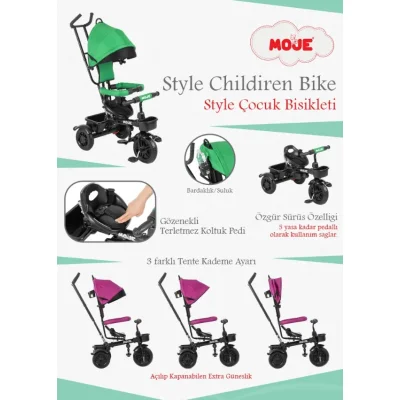 Moje Style 3 Tekerlekli Çocuk Bisikleti Yeşil