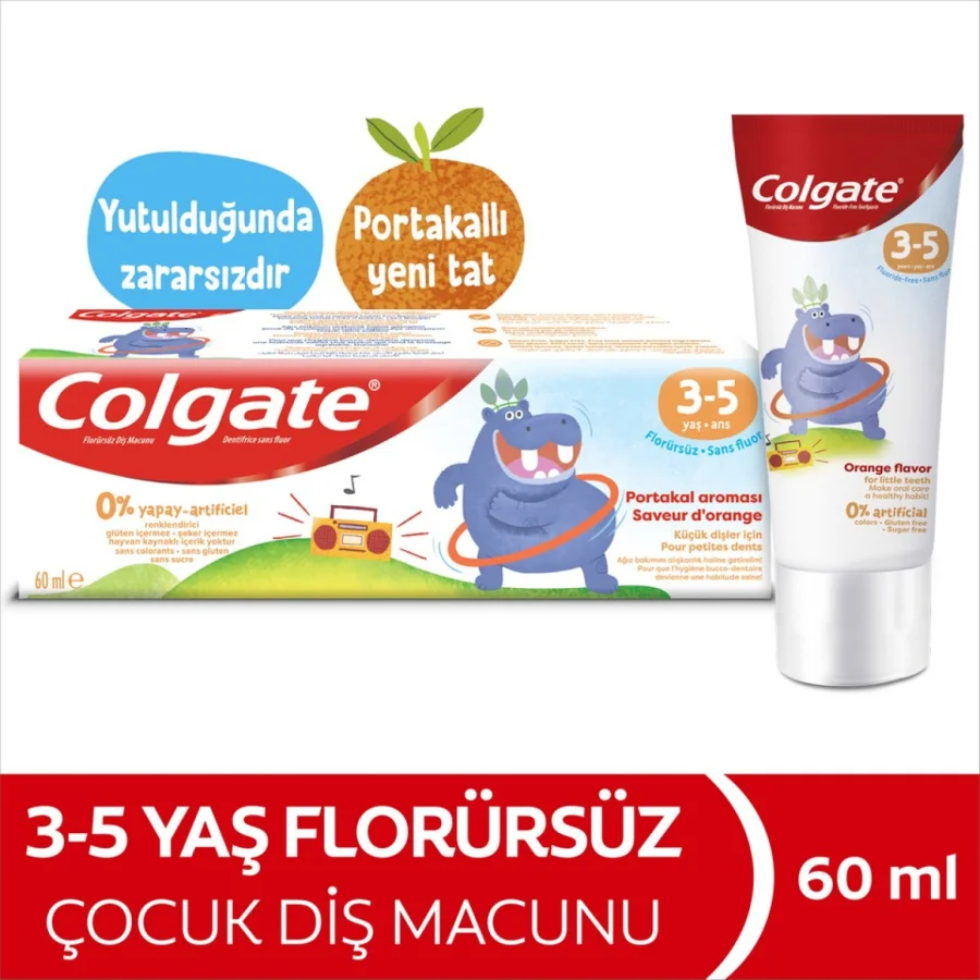 Colgate Kids Portakal Aromalı Florürsüz Diş Macunu 3-5 Yaş, 60 ml