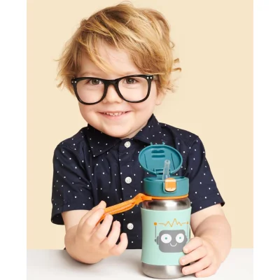 Skip Hop Pipetli Paslanmaz Çelik Suluk, 350 ml, Robot