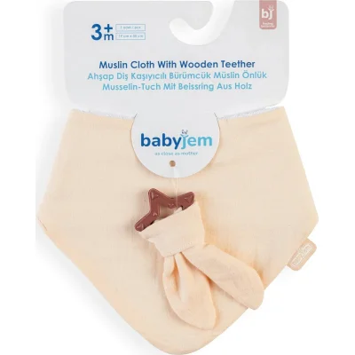 BabyJem Silikon Diş Kaşıyıcılı Müslin Önlük, Somon