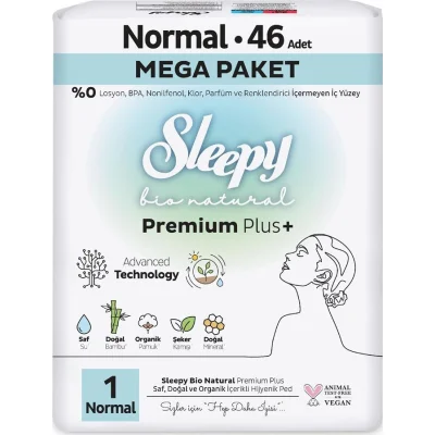 Sleepy Bio Natural Premium Plus Mega Normal Ped 46 Adet
