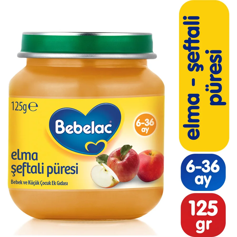 Bebelac Elma Şeftali Püresi Kavanoz Maması, 125 g