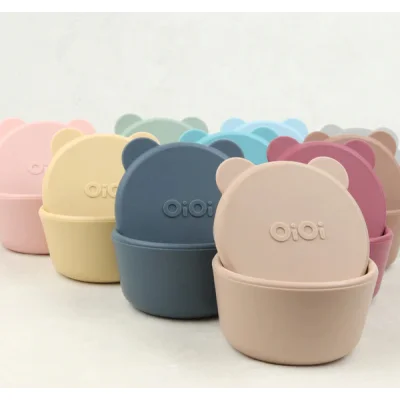 OiOi Silikon Kapaklı Mini Kase 2'Li Mini Bites Aqua Green / Powder Grey