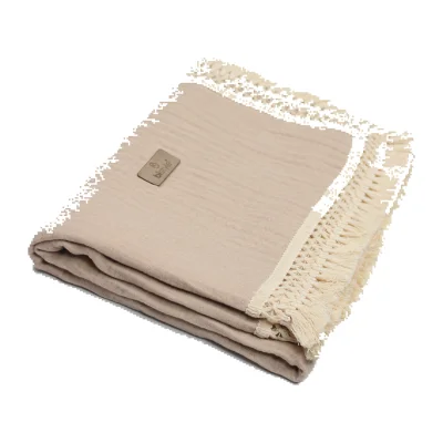 Bistyle Organik Müslin, 80x90, Fistolu Battaniye, Bej