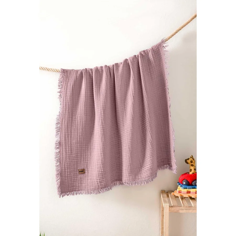 Kanz Bebek Müslin Örtü, 4 Kat, Gül Kurusu