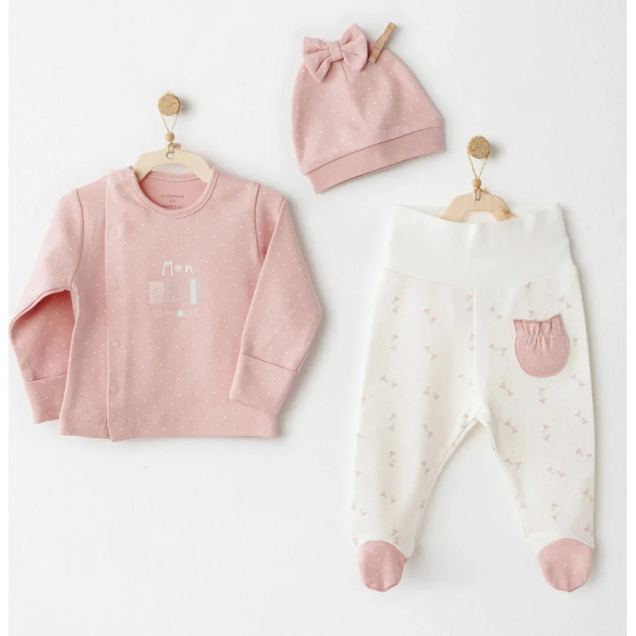 Andywawa Mon Petit Amour Zıbın Takım, 3'lü, Pembe