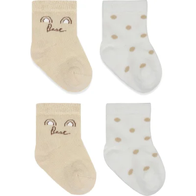 Bistyle So Bear Penye Soket Çorap, 2'li, Ekru, Kahve