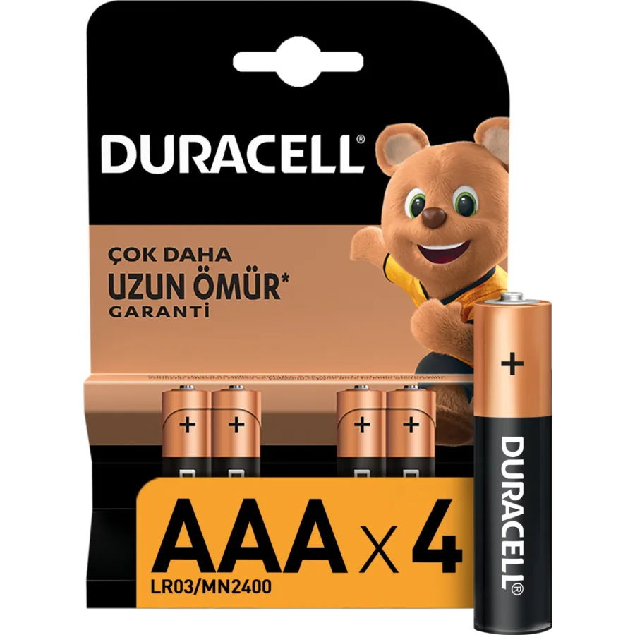 Duracell İnce Kalem Pil, AAA, 4'lü