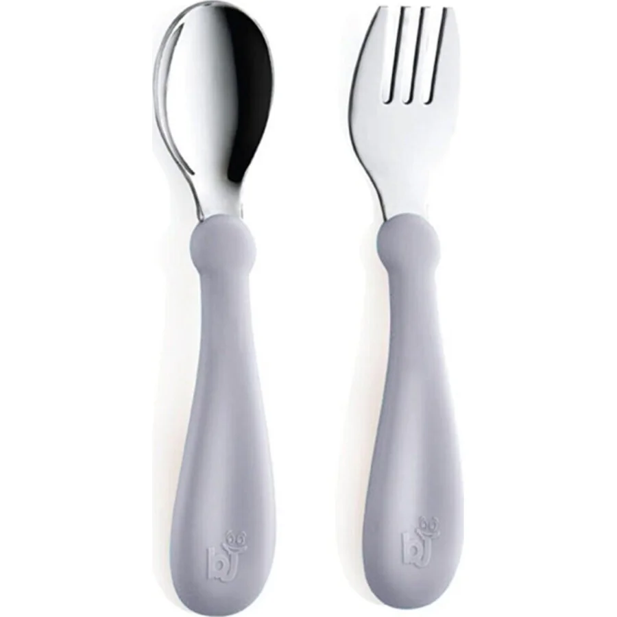 BabyJem Paslanmaz Çelik Çatal Kaşık Seti, Gri