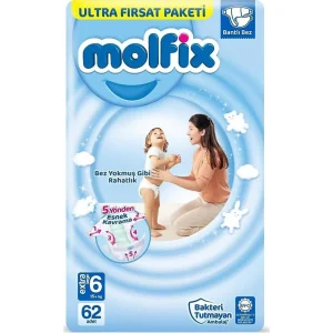 Molfix Bebek Bezi, 6 Beden, 62 Adet