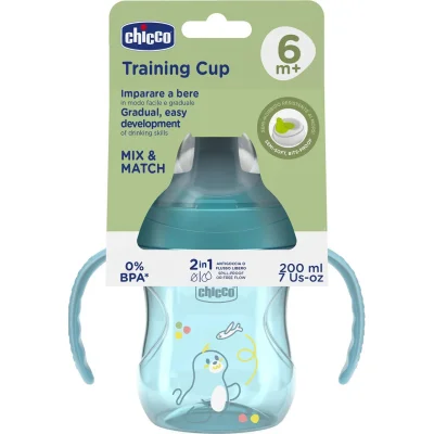 Chicco Yarı Yumuşak Uçlu Alıştırma Bardağı, 6 Ay+, Erkek