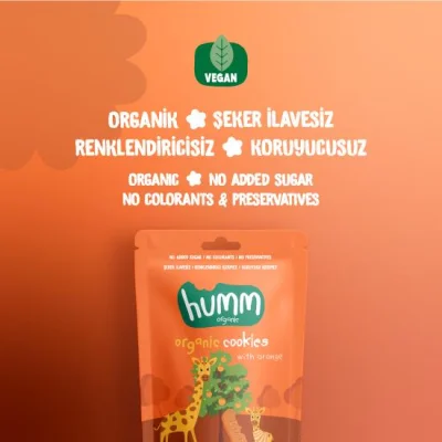 Humm Organik Vegan Portakallı Kurabiye, 55 g
