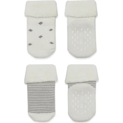 Bistyle Havlu Soket Kaymaz Çorap, 2'li, Gri, Ekru