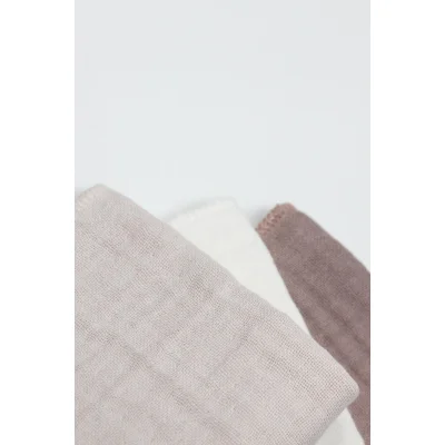 Bistyle Müslin Mendil, 20x20 cm, 6'lı, Taş, Ekru, Antrasit