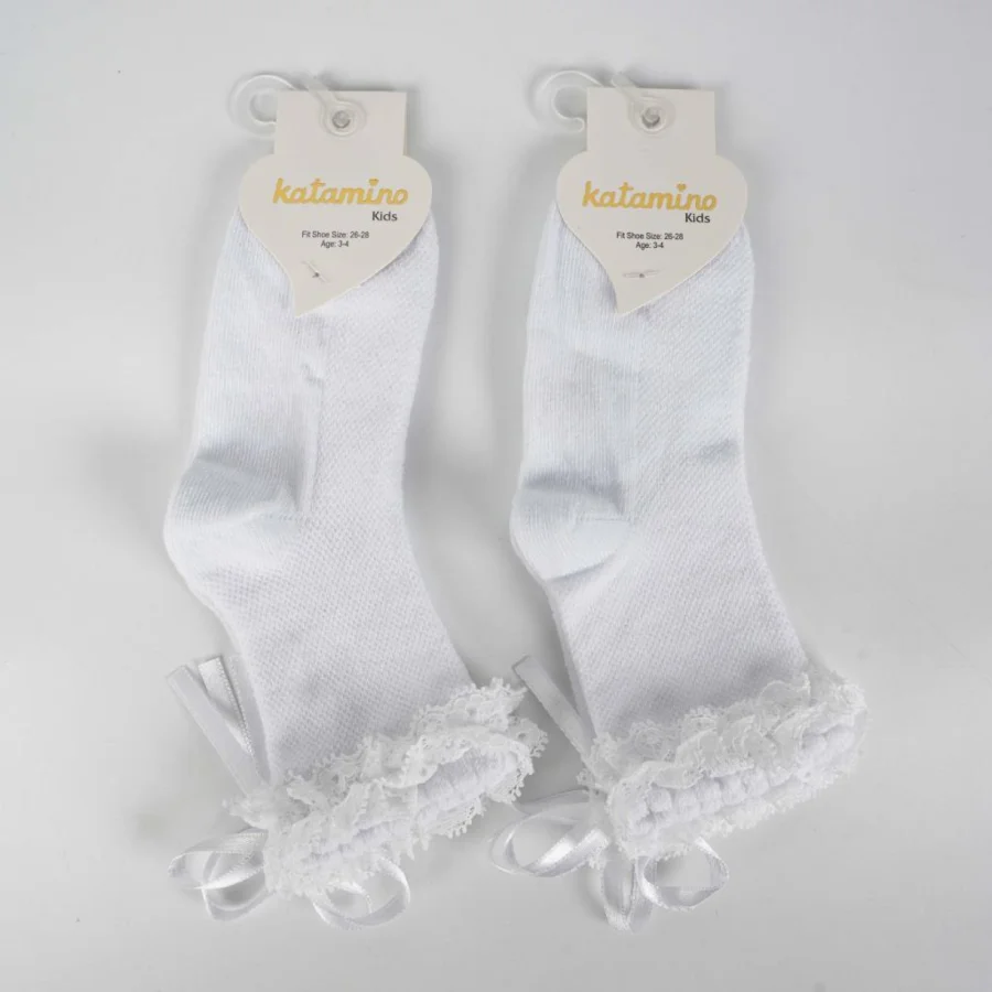 Katamino Ayçıl Aks. Kız Soket Çorap, Beyaz