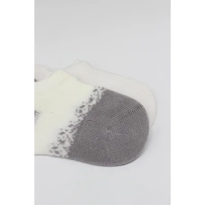 Bistyle Penye Sneakers Çorap, 2'li, Ekru, Gri