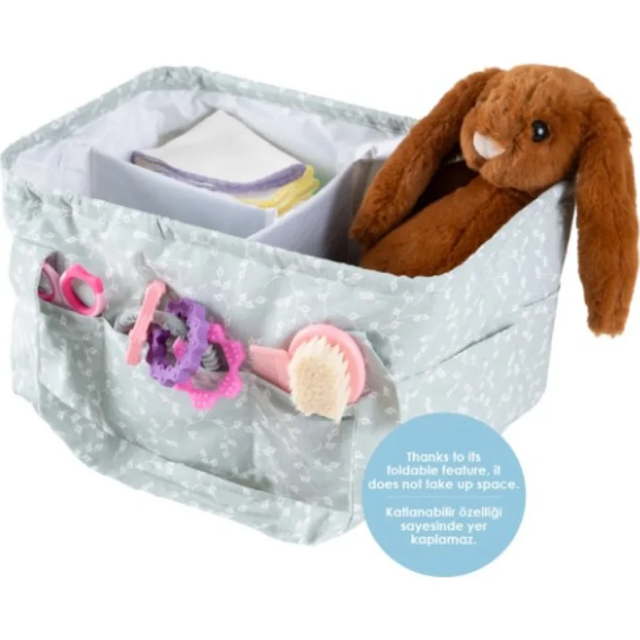 BabyJem Katlamalı Anne & Bebek Organizer, Yeşil, Çiçek