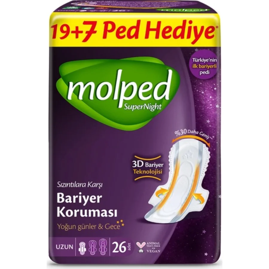 Molped SüperNight Süper Gece Ped, 26 Adet