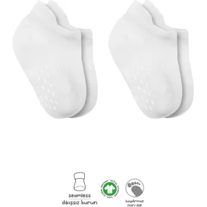 Bistyle 2'Li Sneakers Kaymaz Basic Penye Çorap 20103 Beyaz Beyaz