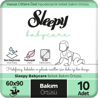 Sleepy Babycare Bebek Bakım Örtüsü, 60x90, 10 Adet