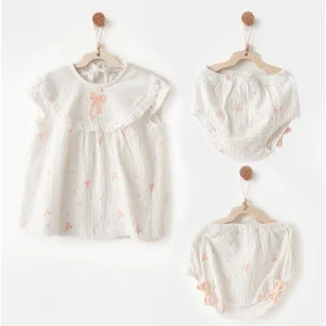 Andywawa AC26541 Little Swan Love Elbise Takım Ekru