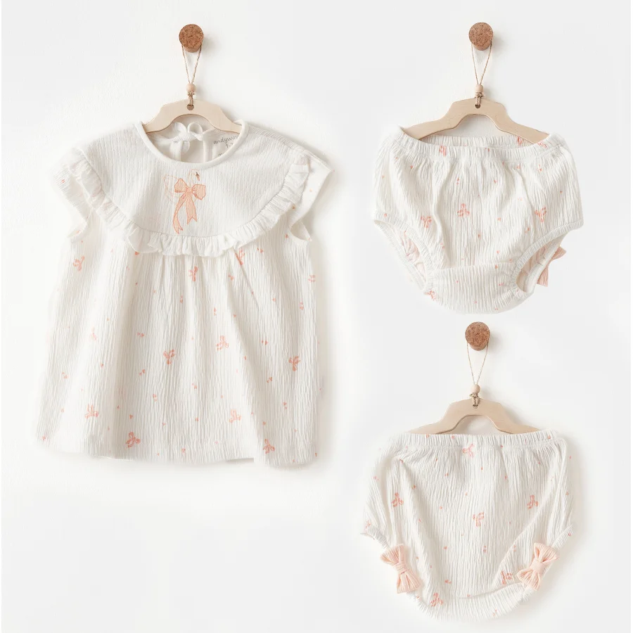 Andywawa Little Swan Love Elbise Takım, Ekru